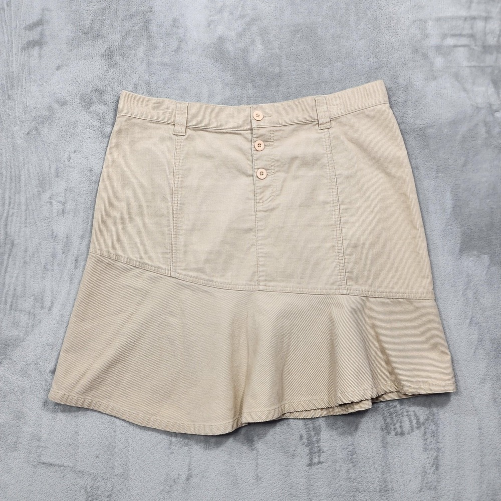 Vintage‎ Calvin Klein Jeans Skirt Womens 16 Beige Corduroy Trumpet Casual Preppy